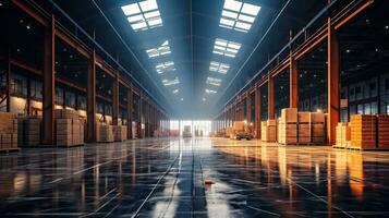 Potential of an Empty Warehouse in the Heart of a Strategic Hub. Generative AI photo