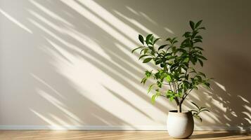 un casa plantas elegancia en el jugar de luz de sol y oscuridad. generativo ai foto