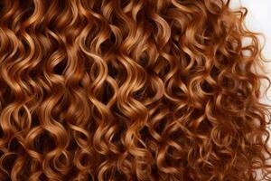 Beautiful healthy curly red hair. Professional hair care. Generative AI photo