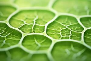 células de un verde planta debajo un microscopio. generativo ai foto