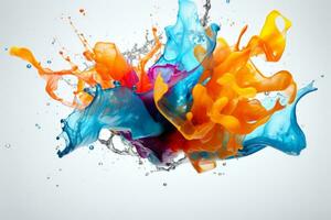 Liquid abstract colorful splash on white background. Generative AI photo