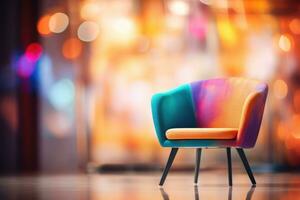 Modern armchair with abstract blurred background. Generative AI photo