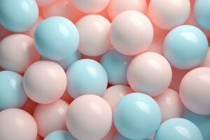 Abstract background with colorful spheres. Minimalistic glossy balls in pastel colors. Generative AI photo