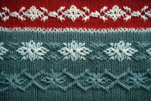 retro hecho a mano Navidad suéter tejer textura. generativo ai foto