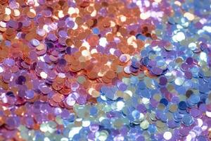 Original festive background image of sparkling sequins. Fabric texture with shiny sequins. Generative AI photo