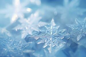 Snowflakes and frost. Ice crystal textured background. Generative AI photo