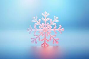 Gradient snowflake in pastel colors on blurred background. Generative AI photo