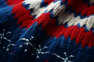 Christmas knitted winter sweater with pattern. Generative AI photo