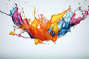 Liquid abstract colorful splash on white background. Generative AI photo