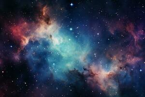 Celestial background in mesmerizing colors and patterns of a nebula in outer space. Generative AI photo