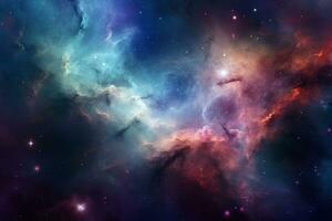 Celestial background in mesmerizing colors and patterns of a nebula in outer space. Generative AI photo