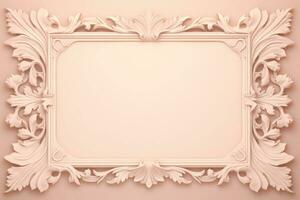 Pastel rectangle decorative ornate picture frame. AI generated photo