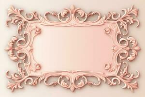 Pastel rectangle decorative ornate picture frame. AI generated photo
