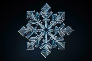 Snowflake on a dark blue background. AI generated photo