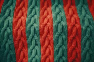 Retro handmade Christmas sweater knit texture. Generative AI photo