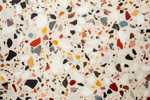 Terrazzo marble texture. Mosaic floor with natural stones. Generative AI photo