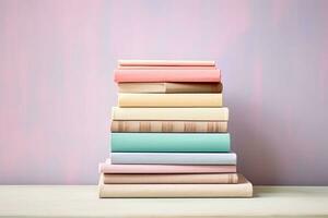 apilar de libros en suave pastel colores. generativo ai foto