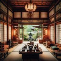 capturar el eterno grandeza de Kioto tradicional japonés arquitectura. ai generado foto