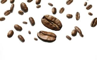 Coffee Bean flying on white background, 3d illustration. Generative AI photo