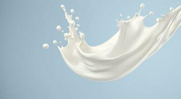 White milk splash isolated on background, liquid or Yogurt splash,  3d illustration. Generative AI photo