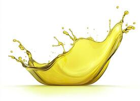 Olive or engine oil splash, cosmetic serum liquid isolated on white background. Generative AI photo