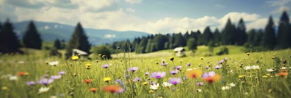 Idyllic Meadow on summer. AI Generated photo