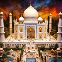 Exquisite Taj Mahal Fantasy, A Mosaic of India's Architectural Splendor. AI Generated photo