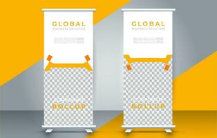 Modern roll up banner design template. flyer. pull up. presentation. brochure. poster. advertisement. print media vector