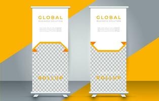 Modern roll up banner design template. flyer. pull up. presentation. brochure. poster. advertisement. print media vector