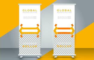 Modern roll up banner design template. flyer. pull up. presentation. brochure. poster. advertisement. print media vector