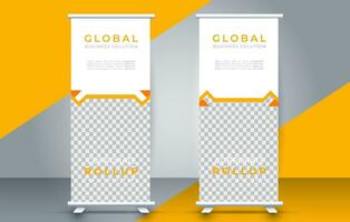 Modern roll up banner design template. flyer. pull up. presentation. brochure. poster. advertisement. print media vector