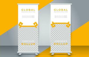 Modern roll up banner design template. flyer. pull up. presentation. brochure. poster. advertisement. print media vector