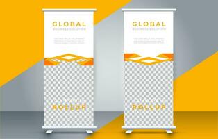 Modern roll up banner design template. flyer. pull up. presentation. brochure. poster. advertisement. print media vector