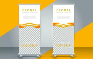 Modern roll up banner design template. flyer. pull up. presentation. brochure. poster. advertisement. print media vector