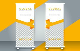 Modern roll up banner design template. flyer. pull up. presentation. brochure. poster. advertisement. print media vector