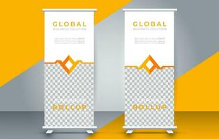 Modern roll up banner design template. flyer. pull up. presentation. brochure. poster. advertisement. print media vector