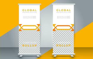 Modern roll up banner design template. flyer. pull up. presentation. brochure. poster. advertisement. print media vector