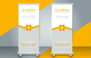 Modern roll up banner design template. flyer. pull up. presentation. brochure. poster. advertisement. print media vector