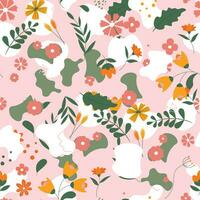 Abstract flat hand draw floral pattern background. Vector. vector