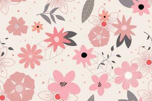 Abstract flat hand draw floral pattern background. Vector. vector