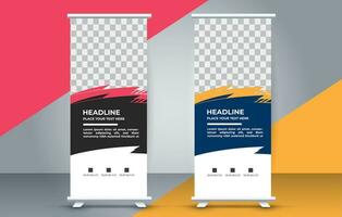 professional business roll up display standee template design vector