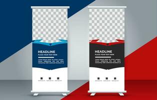 professional business roll up display standee template design vector