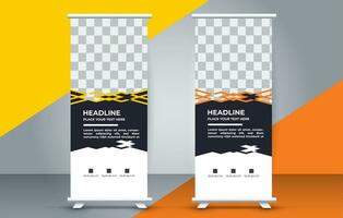 professional business roll up display standee template design vector