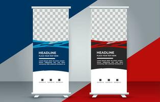 professional business roll up display standee template design vector