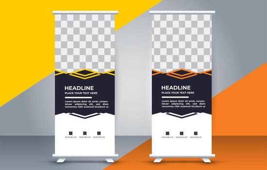 professional business roll up display standee template design vector