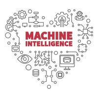 Machine Intelligence Heart outline banner - AI Technology concept illustration vector