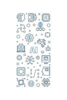 AI Artificial Intelligence concept vector outline vertical banner