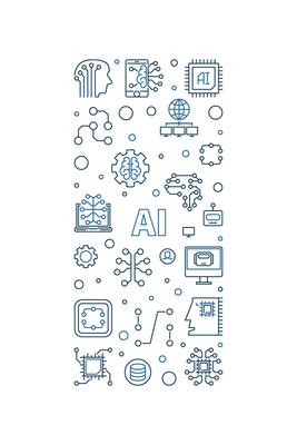 AI Artificial Intelligence concept vector outline vertical banner