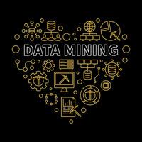 Data Mining Technology Heart concept vector thin line banner or illustration