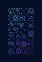 Artificial Intelligence AI concept colored vertical thin line banner or illustration vector